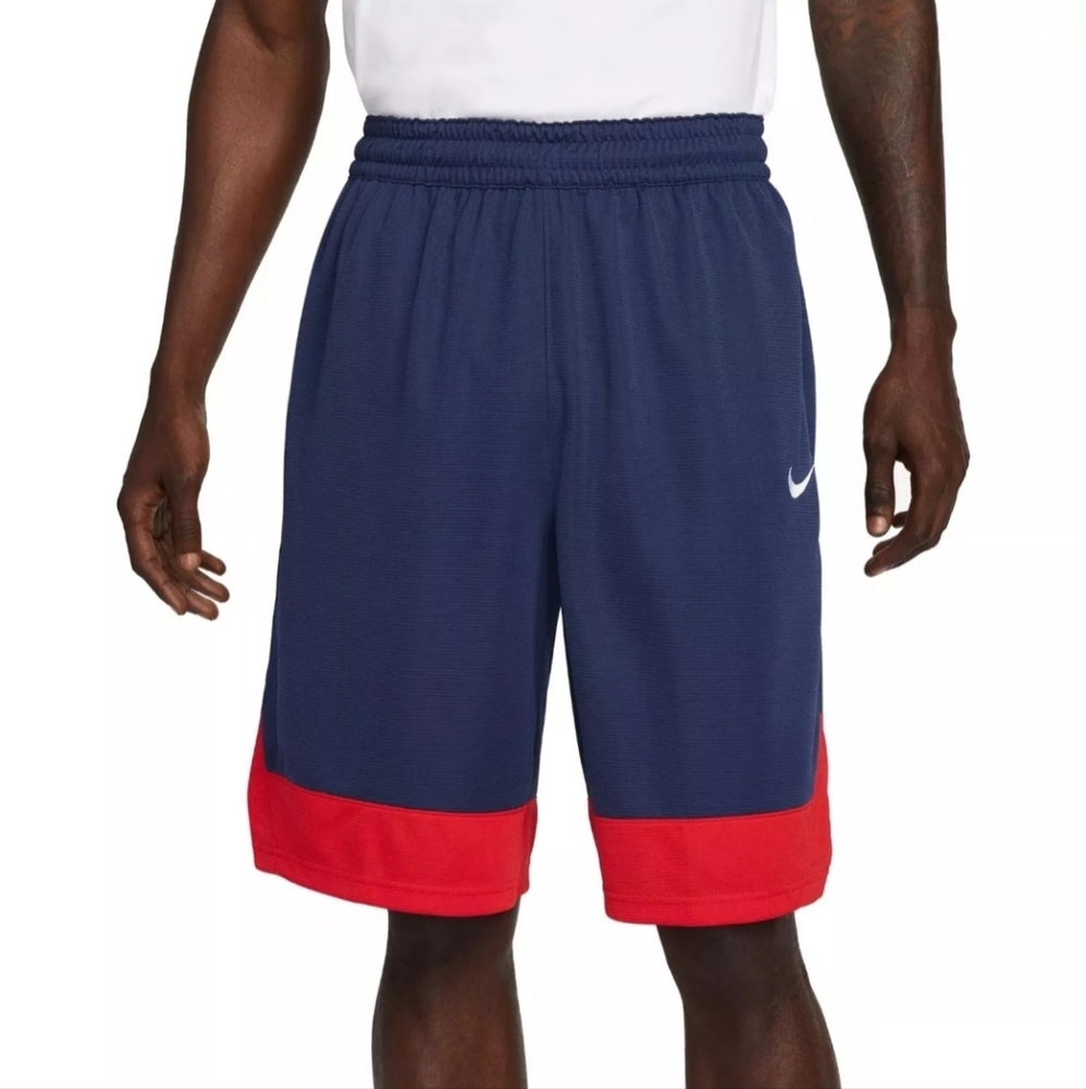 Mens Nike DRI-FIT Icon Basketball Shorts - NAVY & RED - MEDIUM - NWT